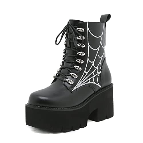 GooMaShoes Women's Black Lace up Goth Platform Boots for Cosplay and Fashion
| GooMaShoes Women's Chunky Block Ankle Gothic Combat Boots for Gothic and Punk Stylists
| GooMaShoes Black Lace up Gothic Platform Boots with Chunky Block Heel for Women