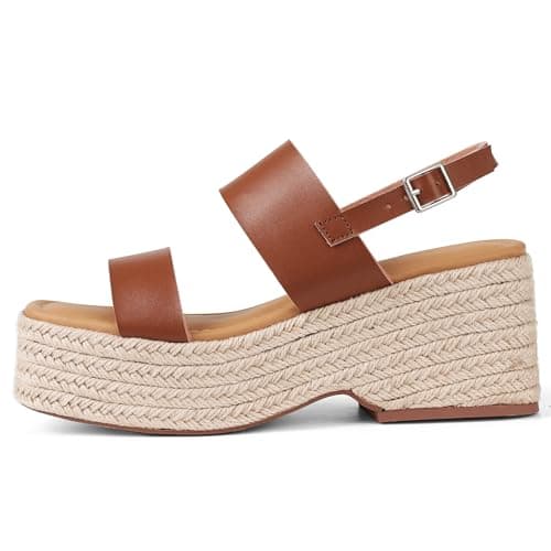 EQAUDES Women's Summer Open Toe Wedge Espadrille Sandals