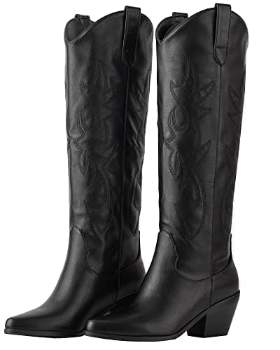Classic Embroidered ZXHYZLZ Cowgirl Boots for Women Knee High 2" Heel