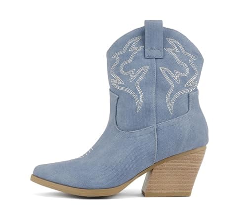 BLAZING Women's Western Bootie Pointe Toe Low Heel (Wide Fit Available)