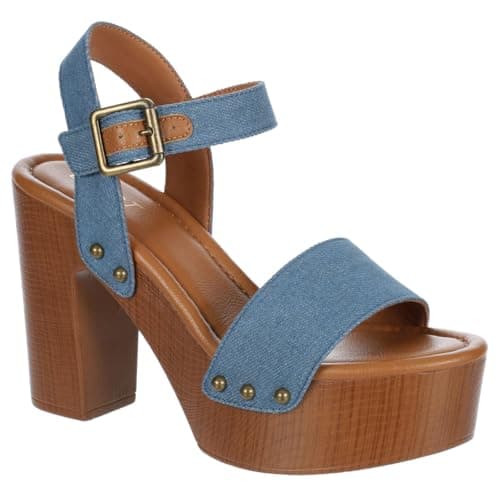 Limelight April Apple Women's Faux Wooden Heeled Platform Sandals