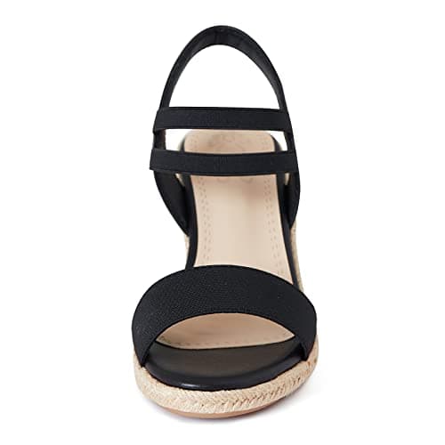 Women's Low Wedge Espadrille Sandals with Elastic Ankle Straps
