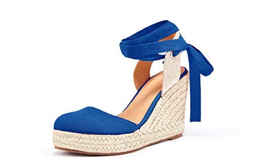 Nailyhome Women's Espadrille Wedge Sandals Ankle Wrap Shoes