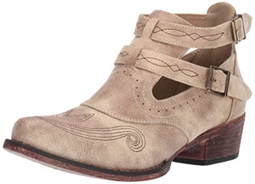 Roper Women's Willa Embroidery Casual Snip Toe Ankle Boot - Brown