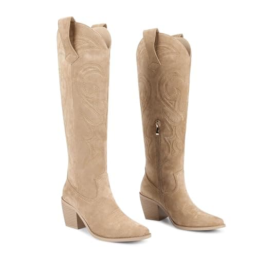 Wetkiss Women's Knee-High Rhinestone Western Boots