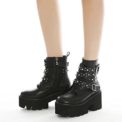 Mikarka Goth Ankle Boots for Women Chunky Heel Platform Motorcycle Riding Boots  
Mikarka Goth Ankle Boots for Women Studded Chain Mid Calf Boots Motorcycle Riding Style  
Mikarka Goth Ankle Boots for Women Zipper Mid Chunky Heel Platform Combat Boot