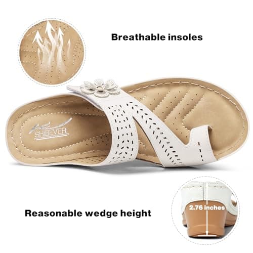 SHIBEVER Women's Comfortable Wedge Sandals - Dressy Summer Casual Low Heels