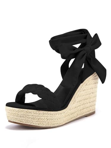 Syktkmx Women's Braided Wedge Espadrille Sandals