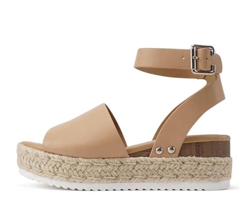 Soda Open Toe Buckle Ankle Strap Flatform Wedge Casual Espadrille Sandal