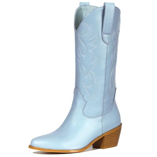 MUCCCUTE Western Cowboy Boots for Women Wide Calf Pointed Toe