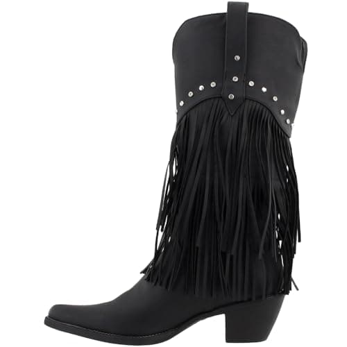 Roper Women's Studded Pointed Toe Casual Boots - Mid Calf, Black, 1-2" Heel