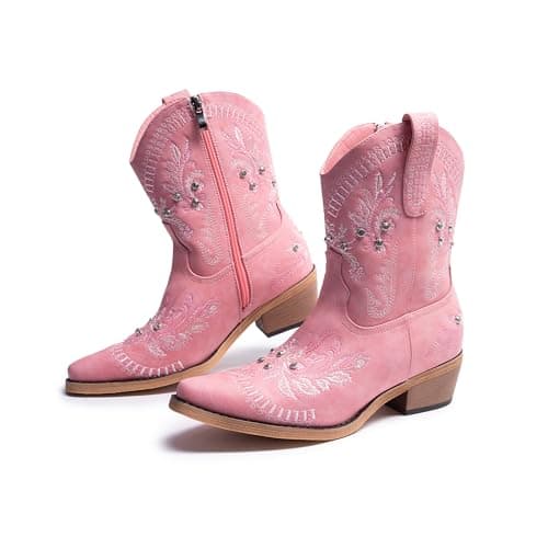 Sparkly Rhinestone Cowboy Boots for Women | Cusolemore Short Western Ankle Boot