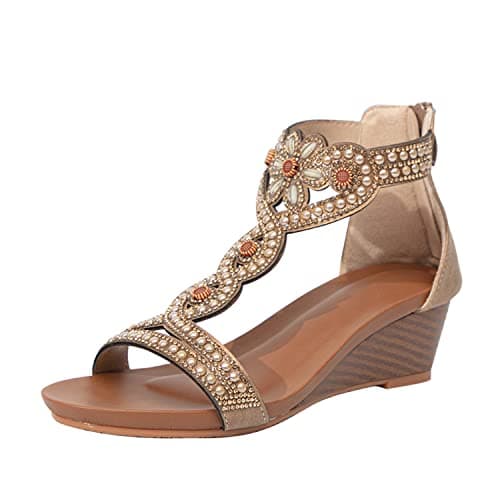 WOJWSKI Women's High Heel Slide Sandal with Zip Back Platform