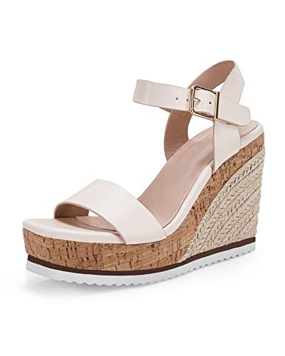 Coutgo Women's Espadrille Wedge Platform Sandals Open Toe Ankle Buckle Strap Casual Summer Shoes