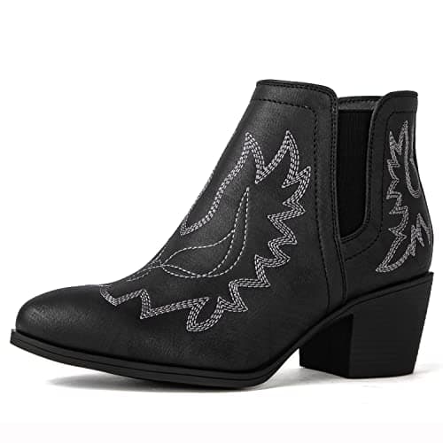 GLOBALWIN Women's Pull-On Ankle Boots Western Cowboy Cowgirl Style