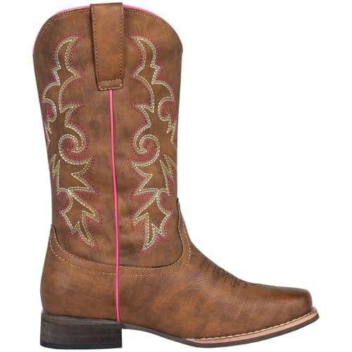 SheSole Women's Brown Square Toe Western Cowboy Boots