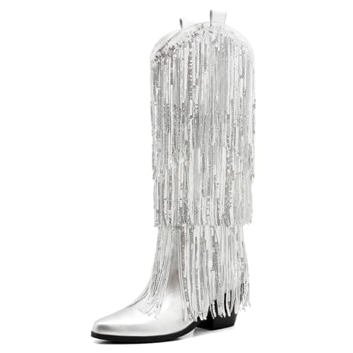 Classic Embroidered ZXHYZLZ Cowgirl Boots for Women Knee High 2" Heel