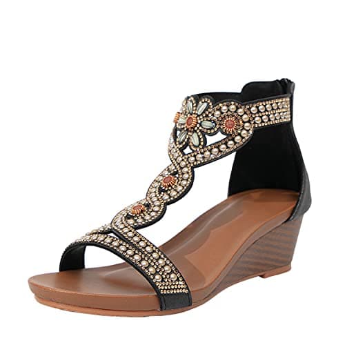 WOJWSKI Women's High Heel Slide Sandal with Zip Back Platform
