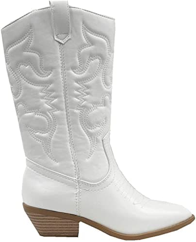 Women's Western Cowboy Pointe Toe Ankle Boots - RENO Mid Shaft Soda