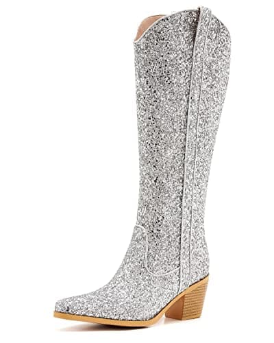 Classic Embroidered ZXHYZLZ Cowgirl Boots for Women Knee High 2" Heel