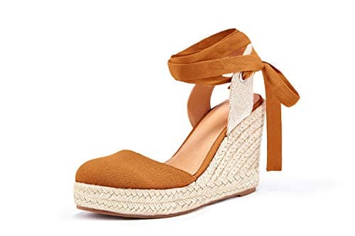 Nailyhome Women's Espadrille Wedge Sandals Ankle Wrap Shoes