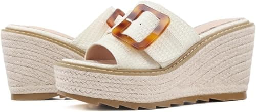 Viapipa Women's Dressy Wedge Sandals, Adjustable Ankle Strap, Comfortable High Heel