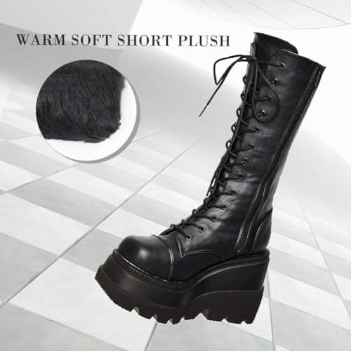 Womens High Platform Chunky Heel Combat Boots - For Women