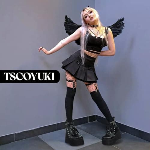 Tscoyuki Chunky Heel Platform Combat Boots for Women Gothic Raves