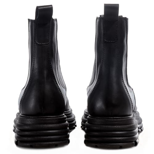 VANERVA Chelsea Boots for Women | Italian Leather, Non-Slip Sole, Chunky Lug Heel