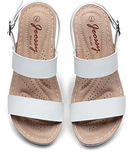 Jeossy Women's Comfortable Platform Wedge Sandals with Buckle