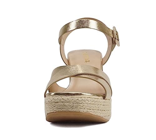 Noble Women's Crisscross Ankle Strap Espadrille Notch Wedge Sandal