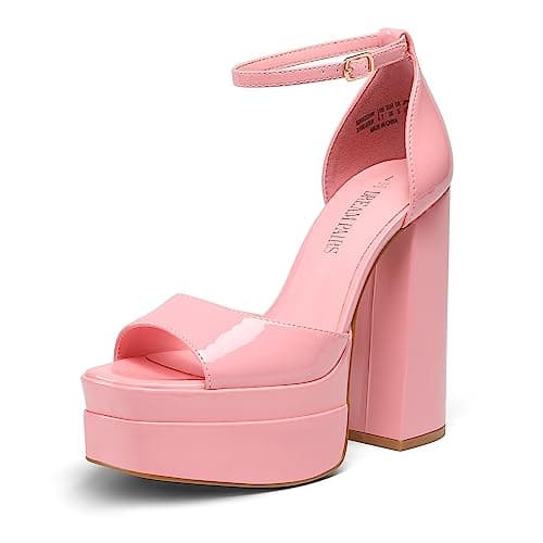Dream Pairs Chunky Block Platform Heels for Women-Ankle Strap Open Square Toe Sandals