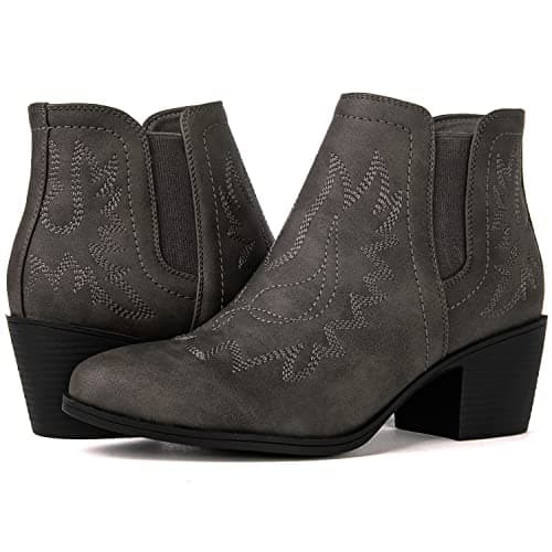 GLOBALWIN Women's Pull-On Ankle Boots Western Cowboy Cowgirl Style