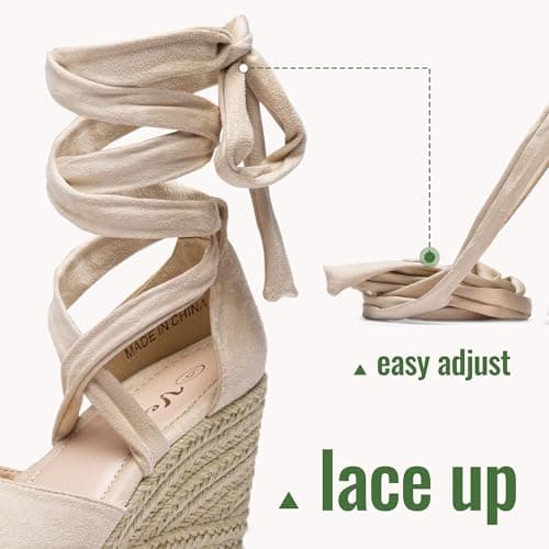 Vepose Women's Lace-Up Espadrille Platform Wedge Sandals