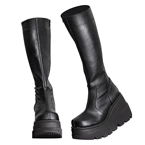 Womens High Platform Chunky Heel Combat Boots - For Women