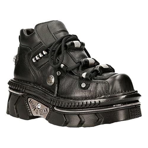 New Rock M-215-S6 Women's Goth Punk Black Metallic Platform Boots