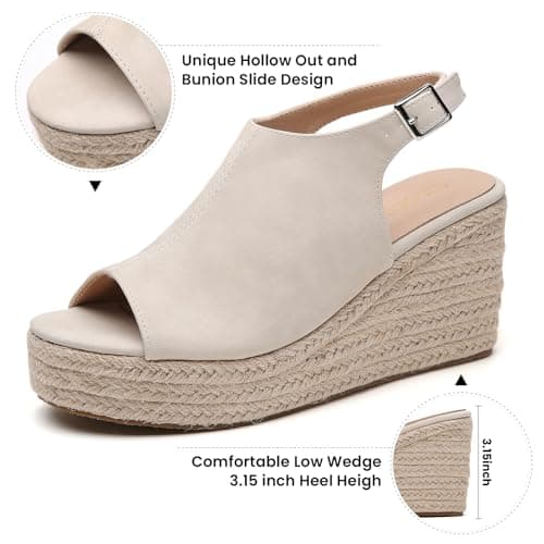 Tilocow Women's Ankle Strap Espadrille Wedges