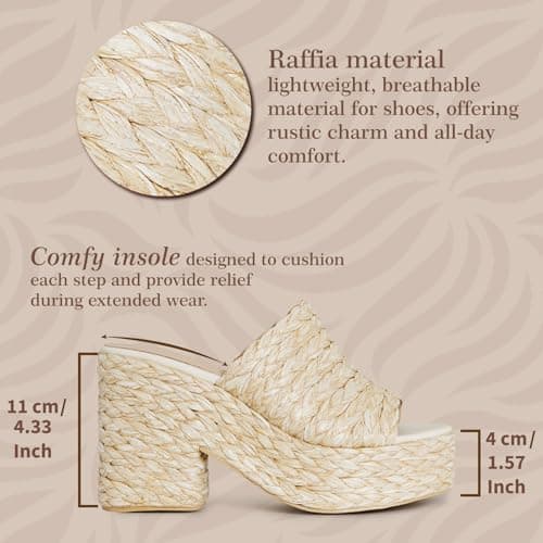 CYNLLIO Chunky Heel Espadrille Platform Slides for Summer Party