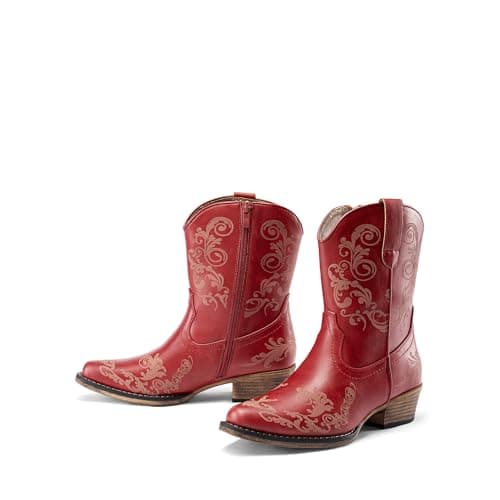 Dream Pairs Women's Western Ankle Boots - Chunky Heels, Square Toe