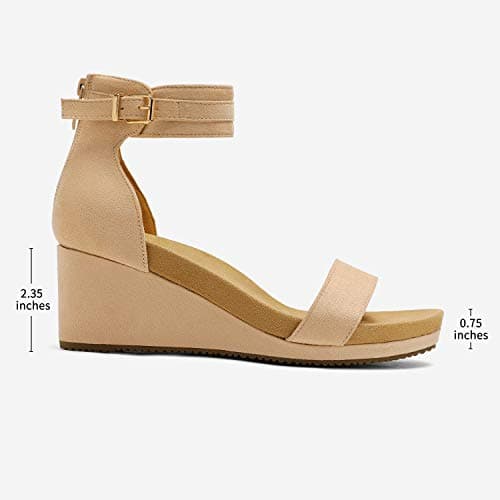 Dream Pairs Women's Open Toe Buckle Ankle Strap Platform Wedge Sandals