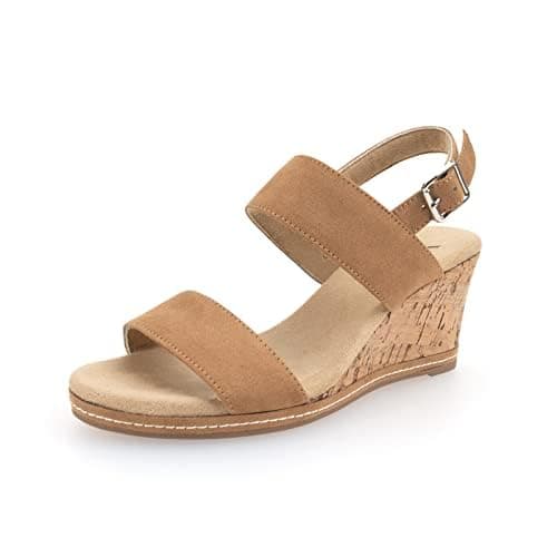 VJH Confort Women's Cork Wedge Sandals with Buckle Strap