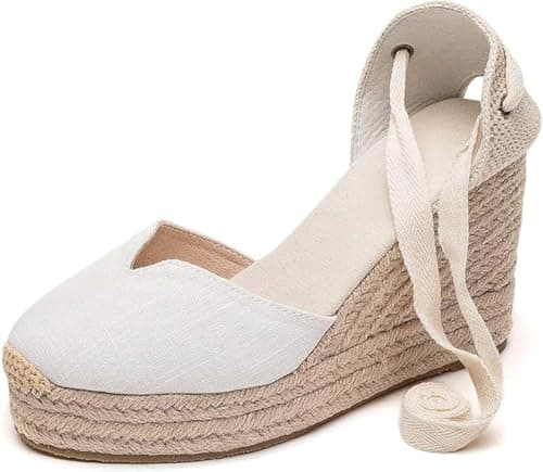 U-lite Womens Espadrille Wedge Sandals Ankle Strap Slingback