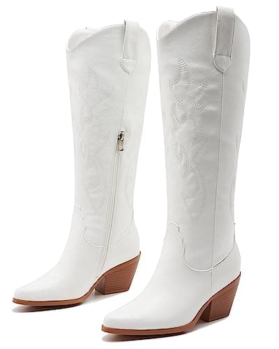 Classic Embroidered ZXHYZLZ Cowgirl Boots for Women Knee High 2" Heel