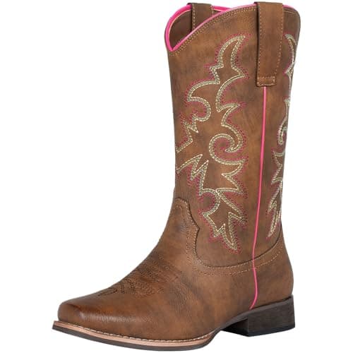 SheSole Women's Brown Square Toe Western Cowboy Boots