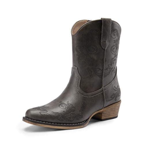 Dream Pairs Women's Western Ankle Boots - Chunky Heels, Square Toe