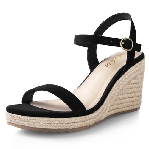 Ankis Platform Wedge Sandals for Women, Black, Brown, White, Nude Espadrille - Summer Comfort High Heel
