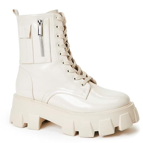 JustFab Women's Lace-Up Ankle Booties - Reverie Platform Boots