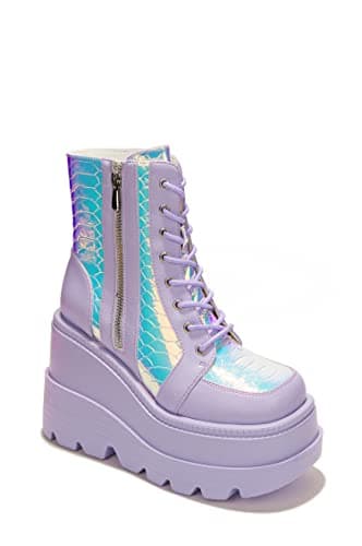 Radio Holographic Block Heel Booties for Women (Cape Robbin)
