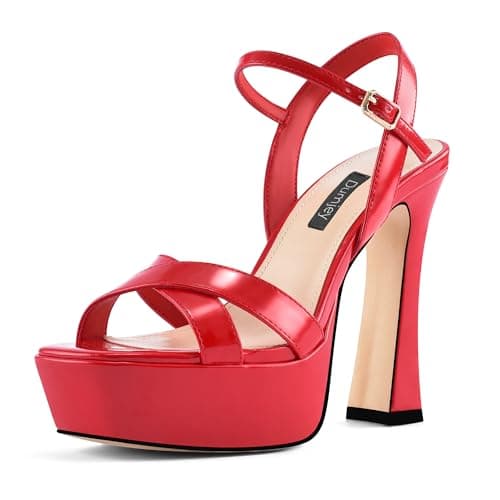 Dumjey Women's Prom Party High Heel Platform Sandals with Ankle Strap