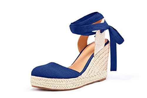 Nailyhome Women's Espadrille Wedge Sandals Ankle Wrap Shoes